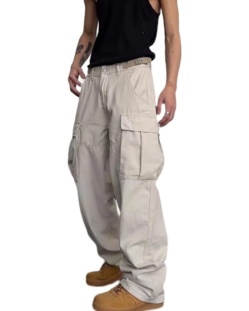 Y2k Pants Men Gothic Baggy Cargo Pants Streetwear Grunge Hip Hop Joggers Trousers Parachute Pants for Men 2s-white $14.51 Pants