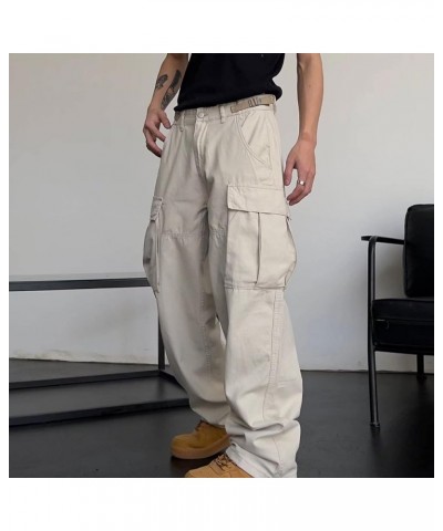 Y2k Pants Men Gothic Baggy Cargo Pants Streetwear Grunge Hip Hop Joggers Trousers Parachute Pants for Men 2s-white $14.51 Pants