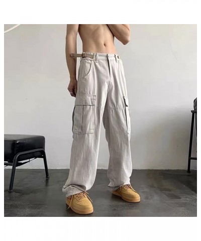 Y2k Pants Men Gothic Baggy Cargo Pants Streetwear Grunge Hip Hop Joggers Trousers Parachute Pants for Men 2s-white $14.51 Pants