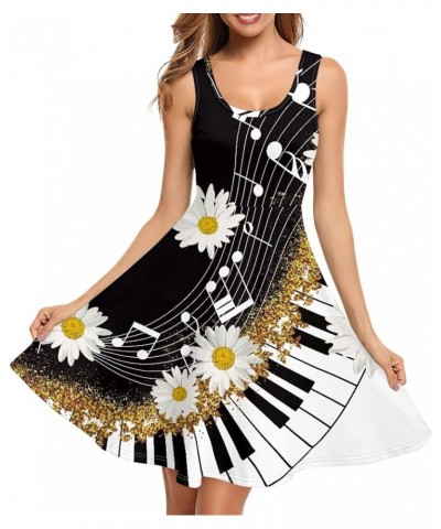 Womens Summer Sleeveless Tank Dress with 2 Side Pockets XS-4XL Plus Size Piano Music Daisy Floral $13.16 Dresses