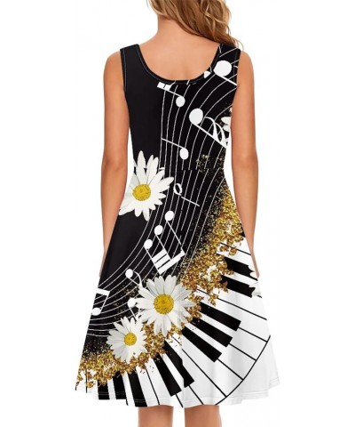 Womens Summer Sleeveless Tank Dress with 2 Side Pockets XS-4XL Plus Size Piano Music Daisy Floral $13.16 Dresses