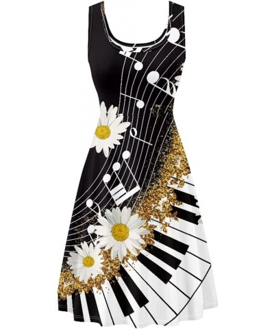 Womens Summer Sleeveless Tank Dress with 2 Side Pockets XS-4XL Plus Size Piano Music Daisy Floral $13.16 Dresses