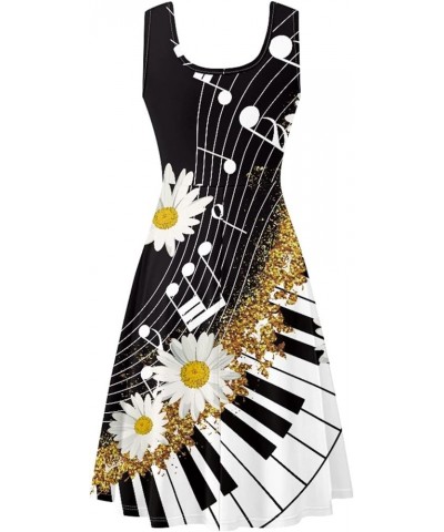 Womens Summer Sleeveless Tank Dress with 2 Side Pockets XS-4XL Plus Size Piano Music Daisy Floral $13.16 Dresses