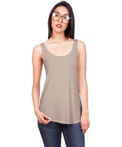 Women's Basic Stretchy Tank Top, USA Made Taupe $7.50 Tanks