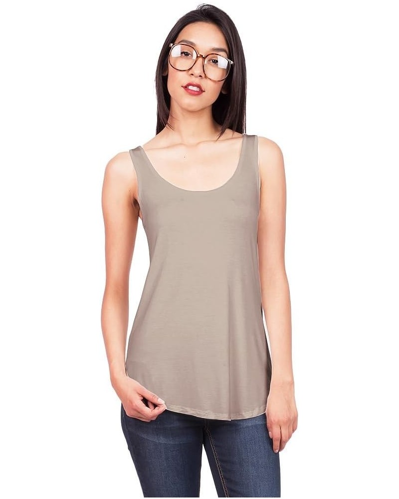 Women's Basic Stretchy Tank Top, USA Made Taupe $7.50 Tanks