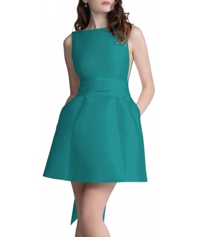 Sleeveless Satin Homecoming Dresses Cowl Neck Prom Dress Short A Line Formal Party Dresses Wedding Dess Short Blue Green $31....