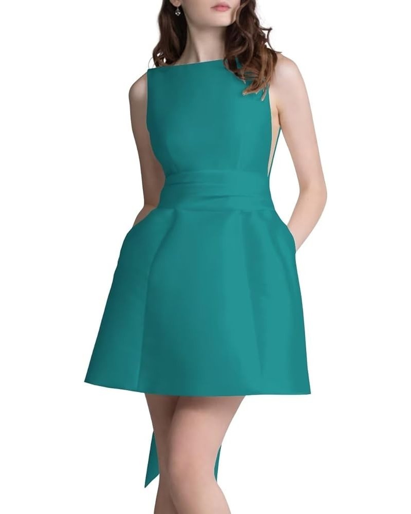 Sleeveless Satin Homecoming Dresses Cowl Neck Prom Dress Short A Line Formal Party Dresses Wedding Dess Short Blue Green $31....