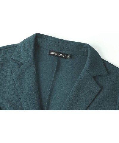 Womens Casual Work Office Blazer Pockets Buttons Suit Jacket 3/4 Sleeve Dark Green $16.80 Blazers