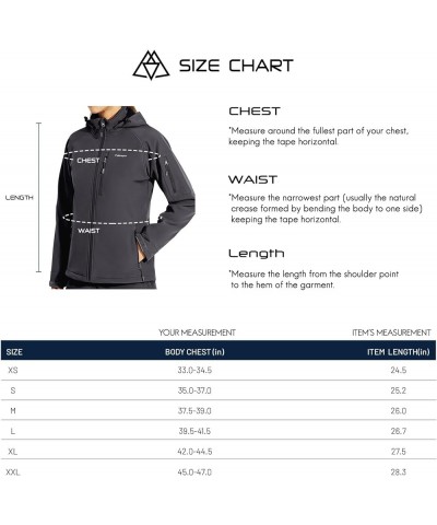 Women's Fleece Lined Softshell Jacket with Hood, Athletic Water-Resistant Warm Windproof Coats with 7 Pockets Hiking Dark Gre...