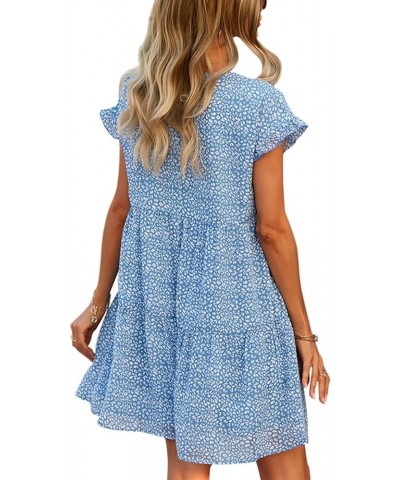 Women's Boho Floral V Neck Ruffled Midi Dress for Party Light Blue1 $17.97 Dresses