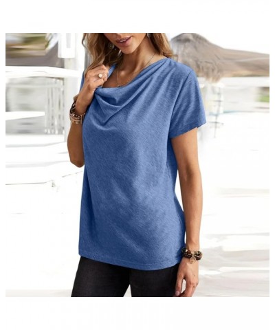 Short Sleeve Shirts for Women,2023 Summer Dressy Casual Button Down Plus Size Tops Trendy Plain Going Out Tees B-blue $8.73 B...