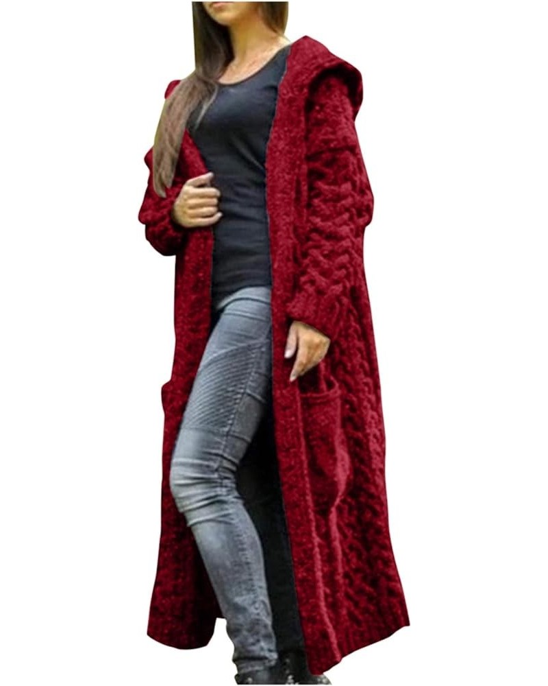 Oversize Sweaters for Women 2023 Cable Knit Long Cardigan Open Front Winter Coat Plus Size Hooded Jacket with Pocket Sweater ...