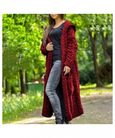 Oversize Sweaters for Women 2023 Cable Knit Long Cardigan Open Front Winter Coat Plus Size Hooded Jacket with Pocket Sweater ...