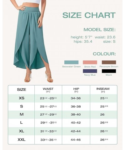 Wide Leg Pants for Women Split Flowy Palazzo High Waisted Summer Beach Casual Crop with Pocket Mineral Blue $14.50 Pants