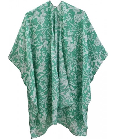 ♥ Women's Beach Cover up Swimsuit Kimono Cardigan Casual Tops with Bohemian Floral Print Chiffon Green White Floral $11.52 Sw...