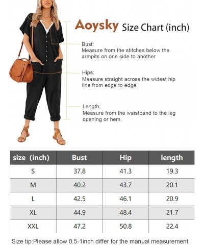 Oversize Women's One Piece Button Up Jumpsuit Casual Loose Short Sleeve V Neck Onesies Rompers With Pockets Dark Green $22.50...