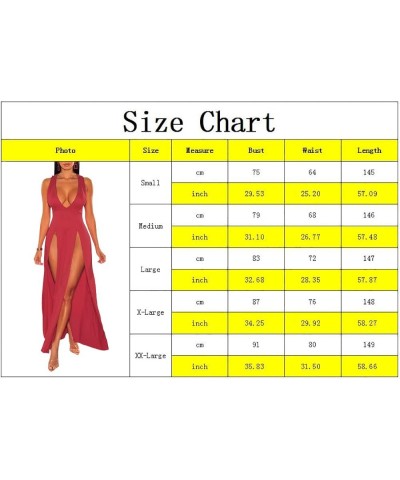 Women's Sexy V Neck Sleeveless High Split Club Party Maxi Dresses Red $20.39 Dresses