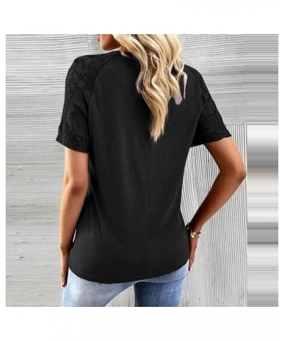 Short Sleeve Shirts for Women,2023 Summer Dressy Casual Button Down Plus Size Tops Trendy Plain Going Out Tees A-black $8.73 ...