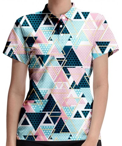 Marble Blue Womens Golf Polo Shirt Geometry $18.13 Shirts