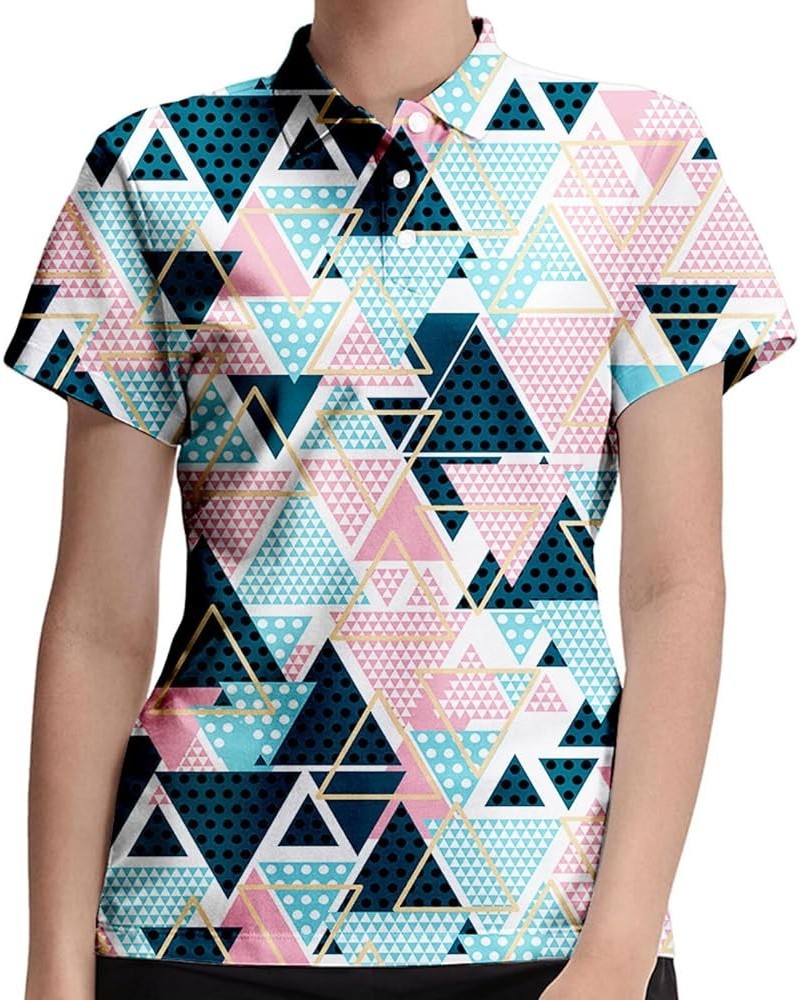 Marble Blue Womens Golf Polo Shirt Geometry $18.13 Shirts