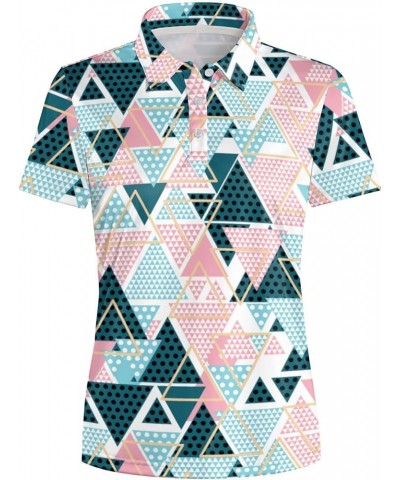 Marble Blue Womens Golf Polo Shirt Geometry $18.13 Shirts