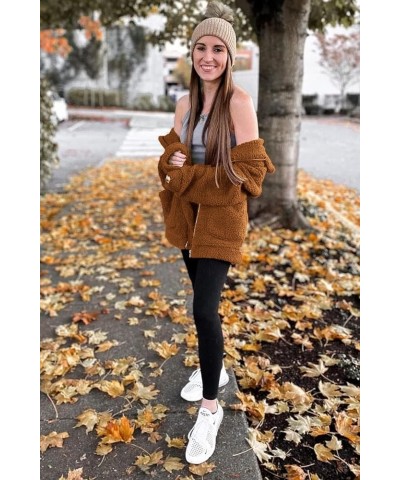 Women's Fashion Winter Coat Long Sleeve Lapel Zip Up Faux Shearling Shaggy Oversized Shacket Jacket Golden $31.85 Coats