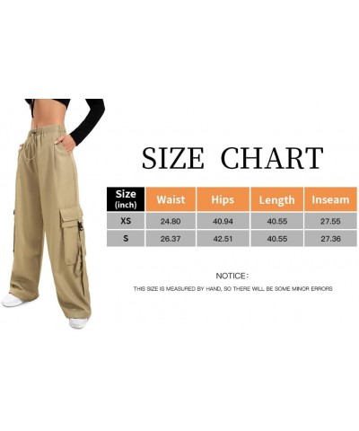 Baggy Cargo Joggers Pants Dressy Casual Silky Elastic Mid Waist Women Trousers Khaki $17.64 Pants