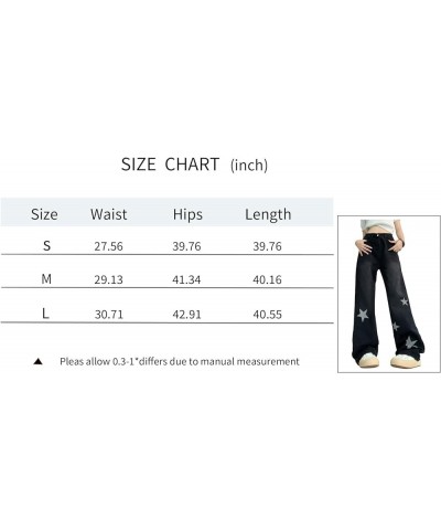 Womens Loose Baggy Jeans Causal High Waisted Straight Leg Denim Pants Plus Size Hip Hop Trousers Star Baggy Black $15.80 Jeans