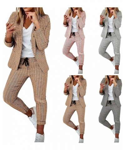 Pants Suit for Women Dressy Casual 2 Piece Suits Set Business Work Clothes Plus Size Blazer Sets Professional Outfits 19-pink...