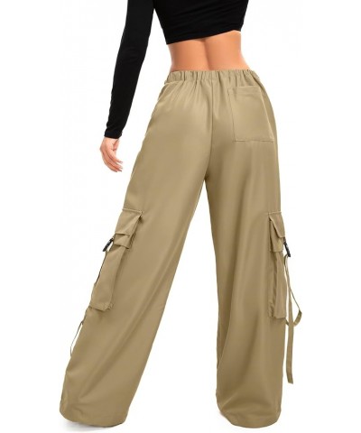 Baggy Cargo Joggers Pants Dressy Casual Silky Elastic Mid Waist Women Trousers Khaki $17.64 Pants