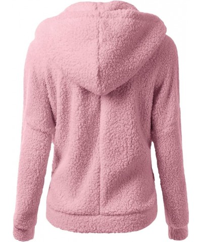 Womens Winter Cozy Sherpa Jacket Lamb Fleece Solid Color Coat Long Sleeve Zip Up Hoodie Outerwear with Pockets Hot Pink1 $11....