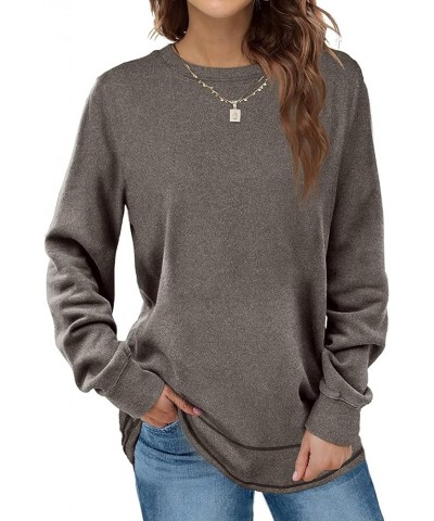 Oversized Sweatshirts for Women Long Sweaters Crewneck Winter Grey $10.15 Hoodies & Sweatshirts