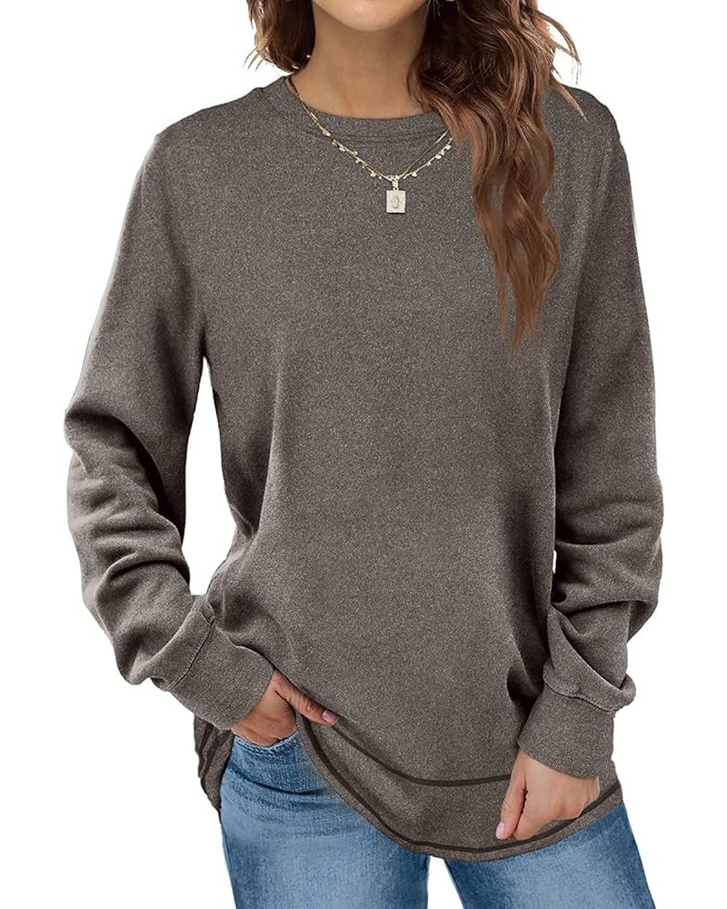 Oversized Sweatshirts for Women Long Sweaters Crewneck Winter Grey $10.15 Hoodies & Sweatshirts