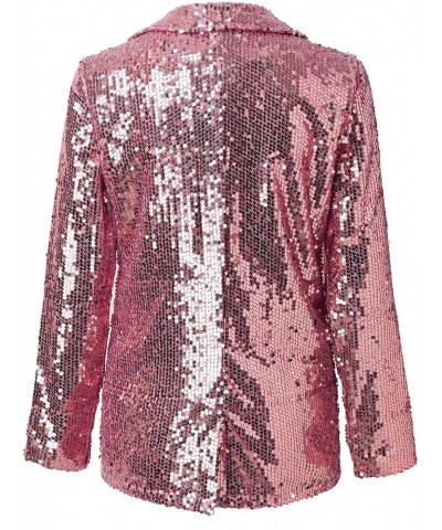 Sequin Blazer Jackets for Women Glitter Sparkly Casual Long Sleeve Jacket Carnival Party Business Office Outfit Hot Pink $11....