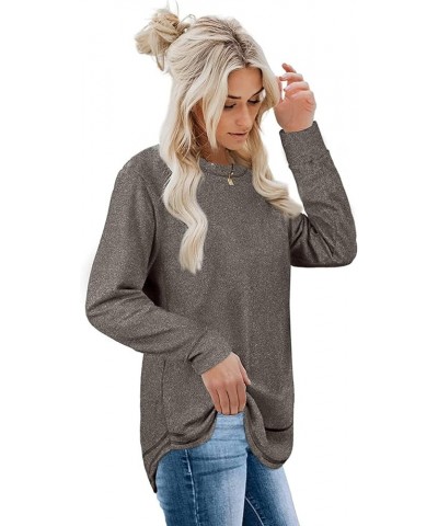 Oversized Sweatshirts for Women Long Sweaters Crewneck Winter Grey $10.15 Hoodies & Sweatshirts