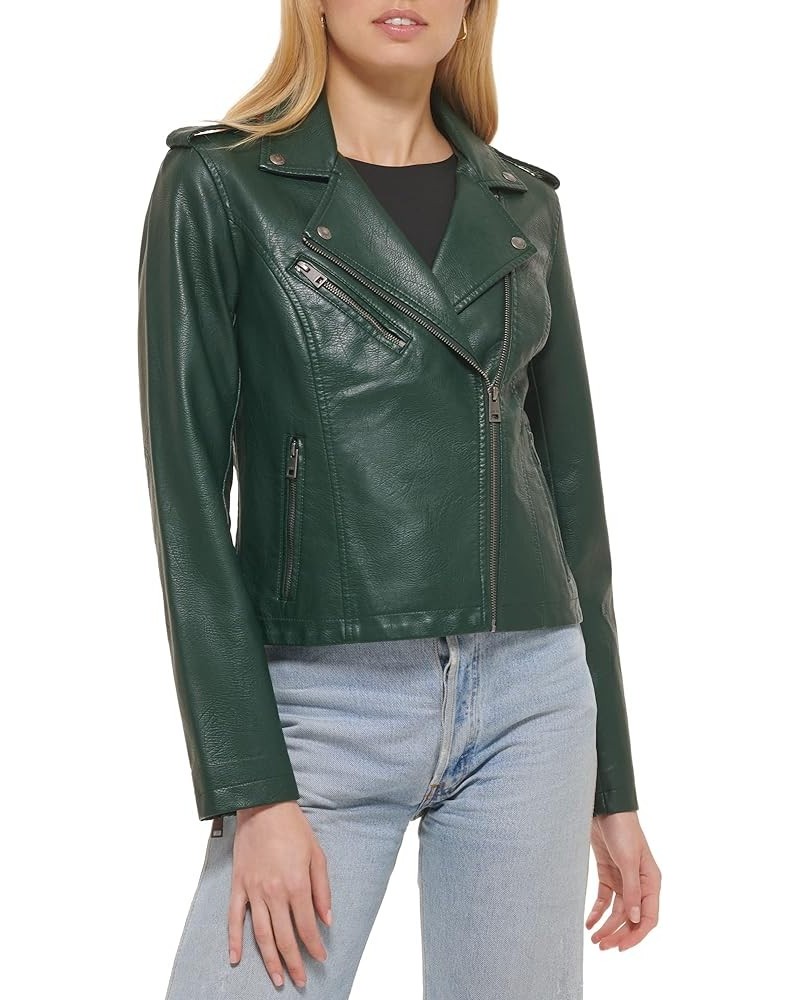 Women's The Classic Faux Leather Moto Jacket (Regular & Plus Size) Light Pine $39.16 Coats