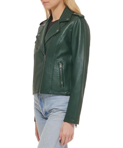 Women's The Classic Faux Leather Moto Jacket (Regular & Plus Size) Light Pine $39.16 Coats