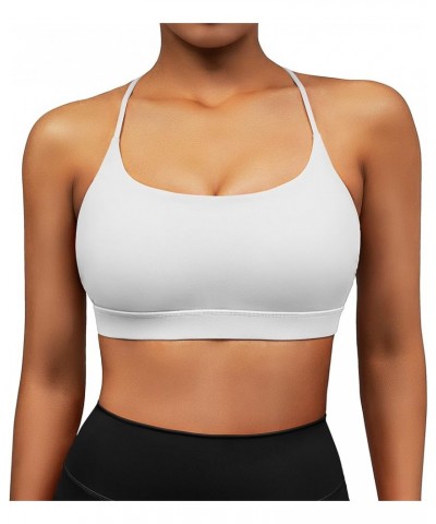 Womens Strappy Sports Bra Padded Criss Cross Back Sexy Workout Yoga Bra 2 White $11.26 Lingerie