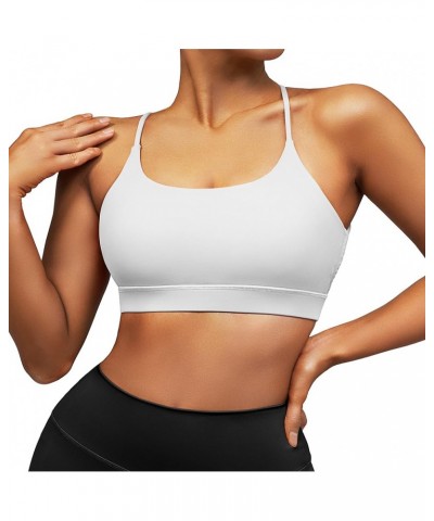 Womens Strappy Sports Bra Padded Criss Cross Back Sexy Workout Yoga Bra 2 White $11.26 Lingerie