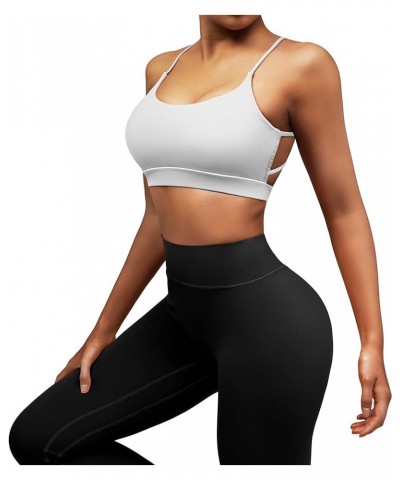 Womens Strappy Sports Bra Padded Criss Cross Back Sexy Workout Yoga Bra 2 White $11.26 Lingerie