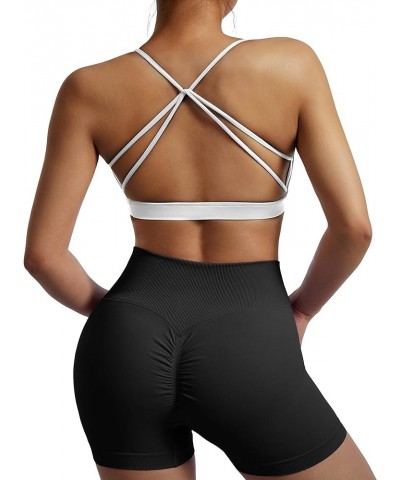 Womens Strappy Sports Bra Padded Criss Cross Back Sexy Workout Yoga Bra 2 White $11.26 Lingerie