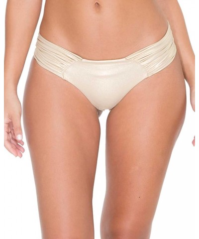 Women's Standard Cosita Buena Ruched Back Bikini Bottom Gold Rush $25.35 Swimsuits