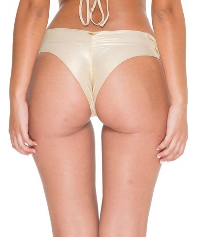 Women's Standard Cosita Buena Ruched Back Bikini Bottom Gold Rush $25.35 Swimsuits