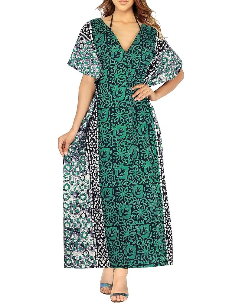 Women's Batik Sleepwear Caftan Relaxed Fit V Neck Maxi Loungewear Dashiki House Dress Nightgowns for Women Plus size Forest, ...