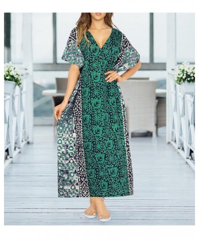 Women's Batik Sleepwear Caftan Relaxed Fit V Neck Maxi Loungewear Dashiki House Dress Nightgowns for Women Plus size Forest, ...