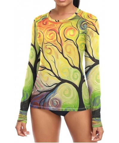 Rainbow Tree Women's Long Sleeves Rashguard Swim Shirt UPF 50+ Bathing Suits for Surfing Diving Outdoors XS 01 $12.53 Swimsuits