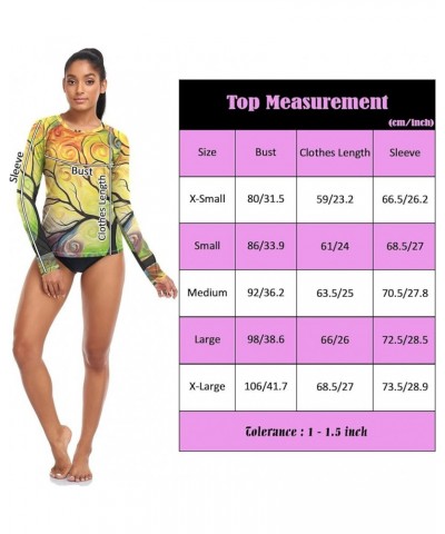 Rainbow Tree Women's Long Sleeves Rashguard Swim Shirt UPF 50+ Bathing Suits for Surfing Diving Outdoors XS 01 $12.53 Swimsuits