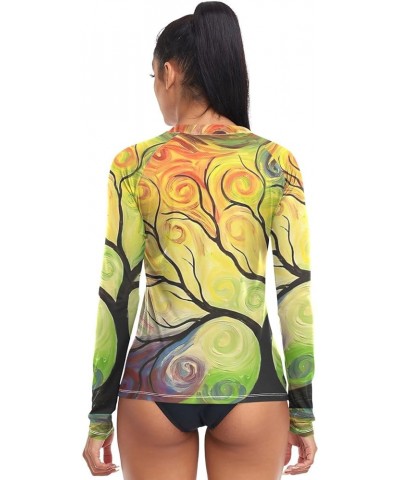 Rainbow Tree Women's Long Sleeves Rashguard Swim Shirt UPF 50+ Bathing Suits for Surfing Diving Outdoors XS 01 $12.53 Swimsuits