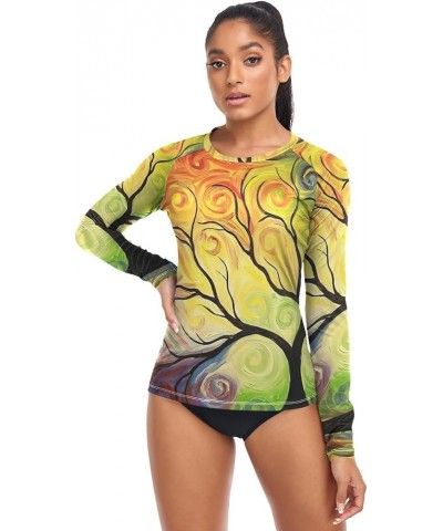 Rainbow Tree Women's Long Sleeves Rashguard Swim Shirt UPF 50+ Bathing Suits for Surfing Diving Outdoors XS 01 $12.53 Swimsuits