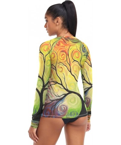 Rainbow Tree Women's Long Sleeves Rashguard Swim Shirt UPF 50+ Bathing Suits for Surfing Diving Outdoors XS 01 $12.53 Swimsuits